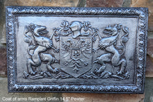 Load image into Gallery viewer, Coat of arms Rampant Griffin w/ double head phoenix wall plaque relief statue sculpture 14.5" www.Neo-Mfg.com