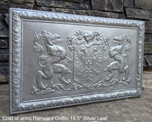 Load image into Gallery viewer, Coat of arms Rampant Griffin w/ double head phoenix wall plaque relief statue sculpture 14.5" www.Neo-Mfg.com