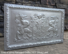 Load image into Gallery viewer, Coat of arms Rampant Griffin w/ double head phoenix wall plaque relief statue sculpture 14.5" www.Neo-Mfg.com