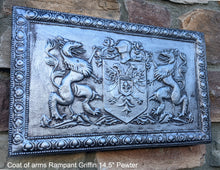 Load image into Gallery viewer, Coat of arms Rampant Griffin w/ double head phoenix wall plaque relief statue sculpture 14.5" www.Neo-Mfg.com