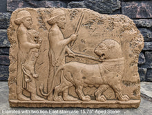 Load image into Gallery viewer, Assyrian Elamites with two lion East staircase Persian Persepolis art Wall Sculpture 15.75" www.Neo-Mfg.com