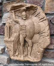 Load image into Gallery viewer, Roman Greek Spartan Leonidas battle of thermopylae Sculptural Wall frieze plaque Fragment relief www.Neo-Mfg.com 14"