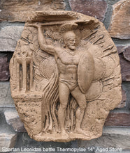 Load image into Gallery viewer, Roman Greek Spartan Leonidas battle of thermopylae Sculptural Wall frieze plaque Fragment relief www.Neo-Mfg.com 14"
