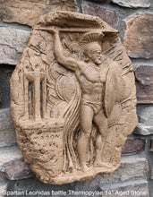 Load image into Gallery viewer, Roman Greek Spartan Leonidas battle of thermopylae Sculptural Wall frieze plaque Fragment relief www.Neo-Mfg.com 14"