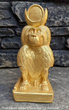 Load image into Gallery viewer, Egyptian Thoth Baboon seated w/ Lunar Disc Sculpture Statue 7.5" www.Neo-Mfg.com Museum Replica