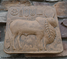 Load image into Gallery viewer, Indus Valley Bull Ox sculpture wall plaque Mohenjo-Daro seal Pashupati www.NEO-MFG.com 11"