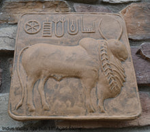 Load image into Gallery viewer, Indus Valley Bull Ox sculpture wall plaque Mohenjo-Daro seal Pashupati www.NEO-MFG.com 11"