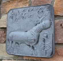 Load image into Gallery viewer, Indus Valley Cow metal plate tin sculpture wall plaque Mohenjo-Daro seal Pashupati www.NEO-MFG.com 10.5"