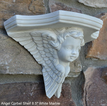 Load image into Gallery viewer, Angel winged child face baby corbel wall sconce shelf 8.5" sculpture www.NEO-MFG.com