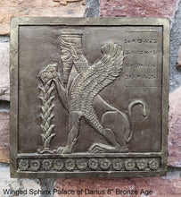 Load image into Gallery viewer, Assyrian Persian Winged Sphinx from the Palace of Darius Sculpture reproduction art 8" www.Neo-Mfg.com Museum Reproduction g26