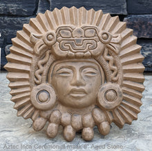 Load image into Gallery viewer, Aztec Inca Zapotec Idol ceremonial mask sculpture wall plaque art www.neo-mfg.com 8" home garden decor n8