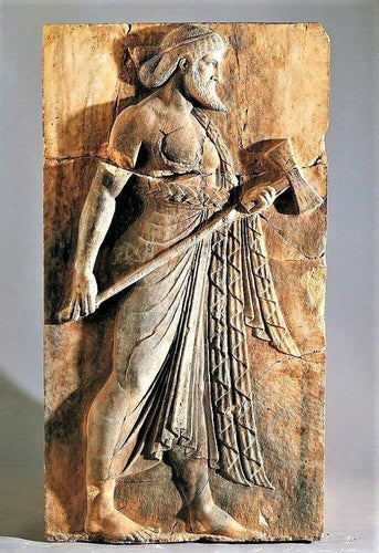 Roman Greek Vulcan relief from Herculaneum Warrior Stone Carving Sculpture Wall Frieze tall www.Neo-Mfg.com