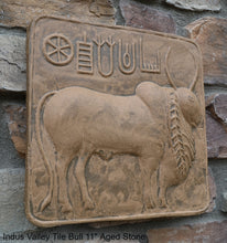 Load image into Gallery viewer, Indus Valley Bull Ox sculpture wall plaque Mohenjo-Daro seal Pashupati www.NEO-MFG.com 11"
