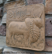 Load image into Gallery viewer, Indus Valley Bull Ox sculpture wall plaque Mohenjo-Daro seal Pashupati www.NEO-MFG.com 11"