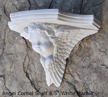 Load image into Gallery viewer, Angel winged child face baby corbel wall sconce shelf 8.5&quot; sculpture www.NEO-MFG.com
