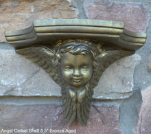 Load image into Gallery viewer, Angel winged child face baby corbel wall sconce shelf 8.5" sculpture www.NEO-MFG.com