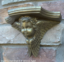 Load image into Gallery viewer, Angel winged child face baby corbel wall sconce shelf 8.5&quot; sculpture www.NEO-MFG.com
