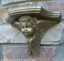 Load image into Gallery viewer, Angel winged child face baby corbel wall sconce shelf 8.5" sculpture www.NEO-MFG.com