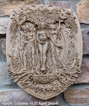 Load image into Gallery viewer, Wiccan Triple Goddess Maiden Mother Crone Wall Plaque Sculpture Pagan 14.5" www.Neo-Mfg.com mythical