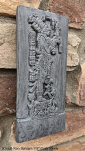 Load image into Gallery viewer, Aztec Mayan Temple foliated cross Center left K'inich Kan Bahlam II carving wall plaque www.Neo-Mfg.com home garden decor art 9" j14