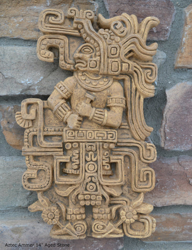 Aztec Mayan Ammer Sculptural wall relief plaque 14