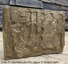 Load image into Gallery viewer, History Aztec Mayan Lintel 41 Yaxchilan Lord Bird Jaguar Sculptural wall relief plaque 6" www.Neo-Mfg.com Museum Reproduction