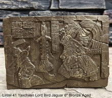 Load image into Gallery viewer, History Aztec Mayan Lintel 41 Yaxchilan Lord Bird Jaguar Sculptural wall relief plaque 6" www.Neo-Mfg.com Museum Reproduction
