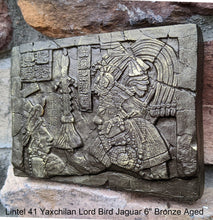 Load image into Gallery viewer, History Aztec Mayan Lintel 41 Yaxchilan Lord Bird Jaguar Sculptural wall relief plaque 6" www.Neo-Mfg.com Museum Reproduction