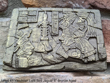 Load image into Gallery viewer, History Aztec Mayan Lintel 41 Yaxchilan Lord Bird Jaguar Sculptural wall relief plaque 6" www.Neo-Mfg.com Museum Reproduction