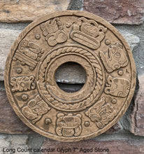Load image into Gallery viewer, History Aztec Maya Long Count calendar Glyph Artifact Carved Stone Sculpture Statue 7" Tall www.Neo-Mfg.com b12