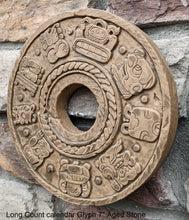 Load image into Gallery viewer, History Aztec Maya Long Count calendar Glyph Artifact Carved Stone Sculpture Statue 7" Tall www.Neo-Mfg.com b12