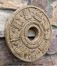 Load image into Gallery viewer, History Aztec Maya Long Count calendar Glyph Artifact Carved Stone Sculpture Statue 7" Tall www.Neo-Mfg.com b12