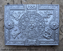 Load image into Gallery viewer, Aztec Mayan Tonatiuh sun god ceremonial relief sculpture wall plaque www.Neo-Mfg.com 5"