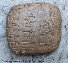 Load image into Gallery viewer, Sumerian Cuneiform tablet Ebla kingdom Royal Palace Sculptural reproduction plaque www.Neo-Mfg.com 4" Museum reproduction