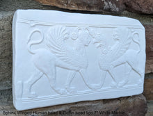 Load image into Gallery viewer, Roman Greek Sphinx Winged Human headed & Griffin headed lion Sculptural wall relief plaque www.Neo-Mfg.com 7" Museum reproduction k28