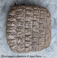 Load image into Gallery viewer, Sumerian Cuneiform tablet Ebla kingdom Royal Palace Sculptural reproduction plaque www.Neo-Mfg.com 4" Museum reproduction