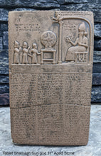 Load image into Gallery viewer, Babylonian Tablet of Shamash Sun god tablet Museum reproduction plaque www.NEO-MFG.com 11"
