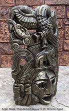 Load image into Gallery viewer, Aztec Maya Artifact mask Thunderbird Jaguar Sculpture Statue 9.25" Tall www.Neo-Mfg.com