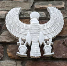 Load image into Gallery viewer, Egyptian Horus w/ sun disc Sculpture museum reproduction art 15.5" www.Neo-Mfg.com home decor relief