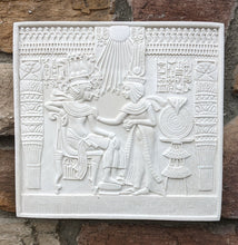 Load image into Gallery viewer, Egyptian King Tut Tutankhamen Throne chair front Sculptural wall relief plaque www.Neo-Mfg.com 8.125"