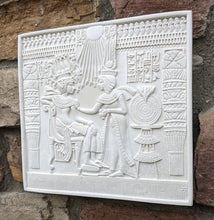 Load image into Gallery viewer, Egyptian King Tut Tutankhamen Throne chair front Sculptural wall relief plaque www.Neo-Mfg.com 8.125"