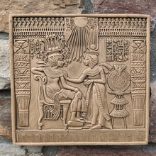 Load image into Gallery viewer, Egyptian King Tut Tutankhamen Throne chair front Sculptural wall relief plaque www.Neo-Mfg.com 8.125"