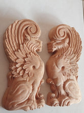 Load image into Gallery viewer, Griffin gryphons Winged lion wall Sculpture plaque set pair 9.75&quot; ea www.Neo-Mfg.com Home decor mystical

