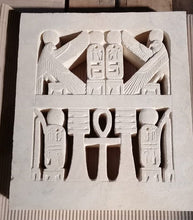 Load image into Gallery viewer, Egyptian Window grill from a palace of Ramesses III wall plaque reproduction www.NEO-MFG.com museum reproduction 14"