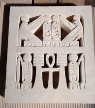Load image into Gallery viewer, Egyptian Window grill from a palace of Ramesses III wall plaque reproduction www.NEO-MFG.com museum reproduction 14"