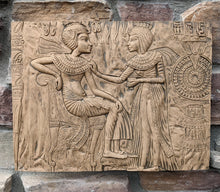 Load image into Gallery viewer, Egyptian King Tut Tutankhamen Throne chair front Sculptural wall relief plaque www.Neo-Mfg.com 15.25"
