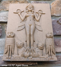 Load image into Gallery viewer, Babylonian Burney Relief Queen of Night GODDESS ISHTAR Mesopotamia Sculptural relief carving plaque www.Neo-Mfg.com 13.75"