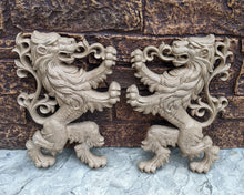Load image into Gallery viewer, Animal LION Rampant Lowenbrau sculpture wall art frieze www.Neo-Mfg.com 13&quot; medieval right or left face home decor
