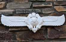 Load image into Gallery viewer, Egyptian winged Scarab Wadjet Pediment hieroglyph Sculptural wall relief www.Neo-Mfg.com 22"