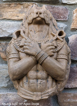 Load image into Gallery viewer, Egyptian Anubis dog fragment torso Sculptural wall relief bust www.Neo-Mfg.com 14"